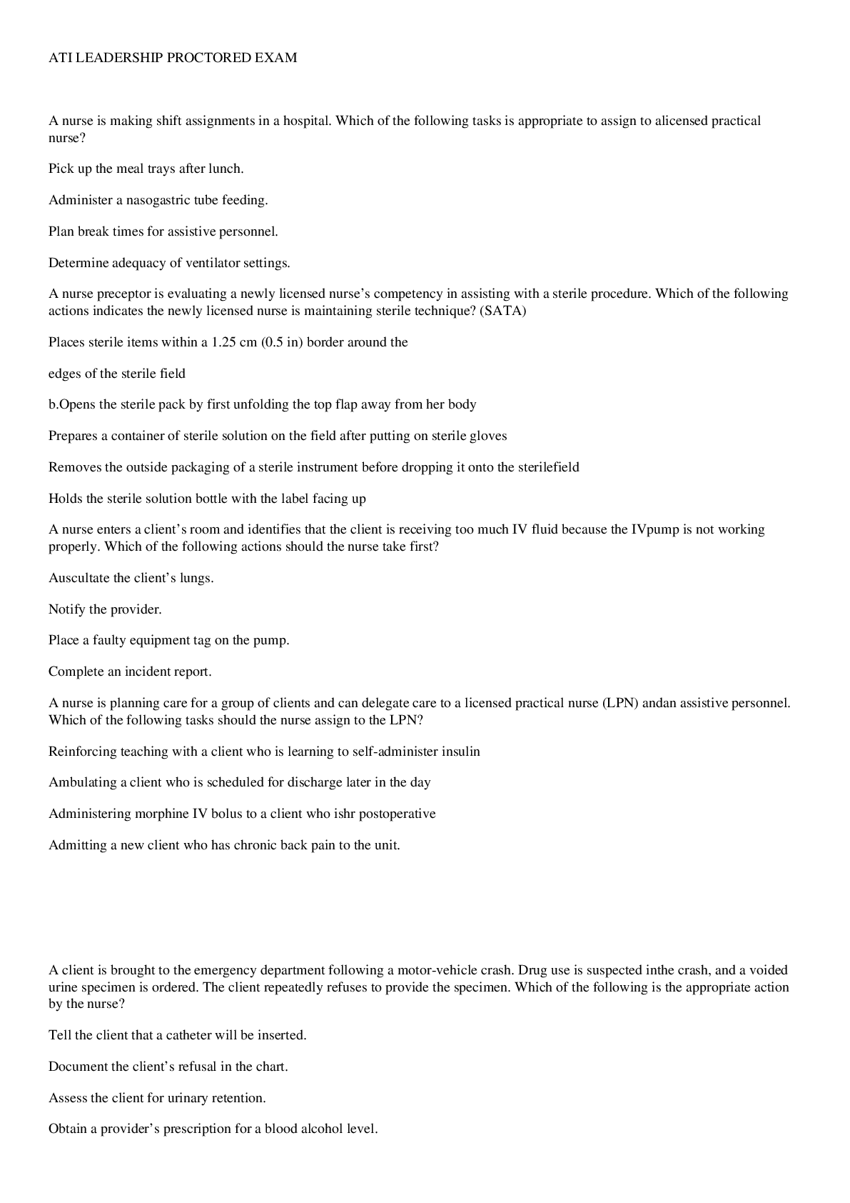 Preview image for ATI LEADERSHIP PROCTORED EXAM